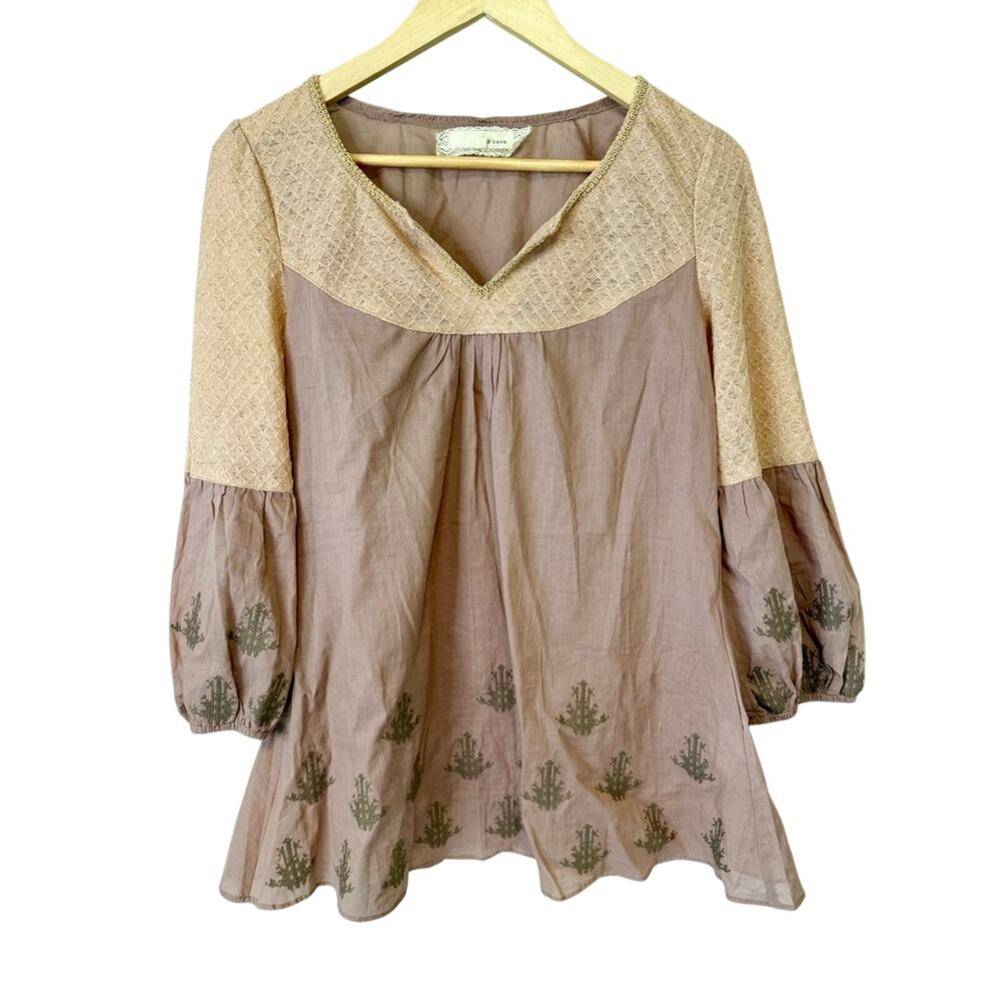 A'Reve Beige and Brown Tunic Top